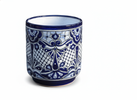 14" Tall Round Flower Pot Colorful Talavera Ceramic Planter is Handmade Mexican Pottery, Garden and Home Decor or Housewarming Gift