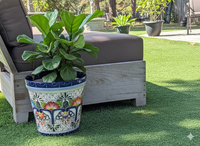 10.5" Round Ceramic Planter is Exquisite Handmade Mexican Pottery - Use as Outdoor Garden Decor, Indoor Home Decor, Flower Pot Centerpiece