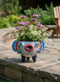 Talavera Blowfish Planter is Hand Painted Ceramic Mexican Pottery | Unique Planter Yard Art & Outdoor Garden Decor from https://luv2brd.com