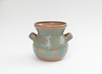 10.5" Round Emerald Planter is Ceramic Flower Pot, Handmade Mexican Pottery for Outdoor Decor or Indoor Home Decor