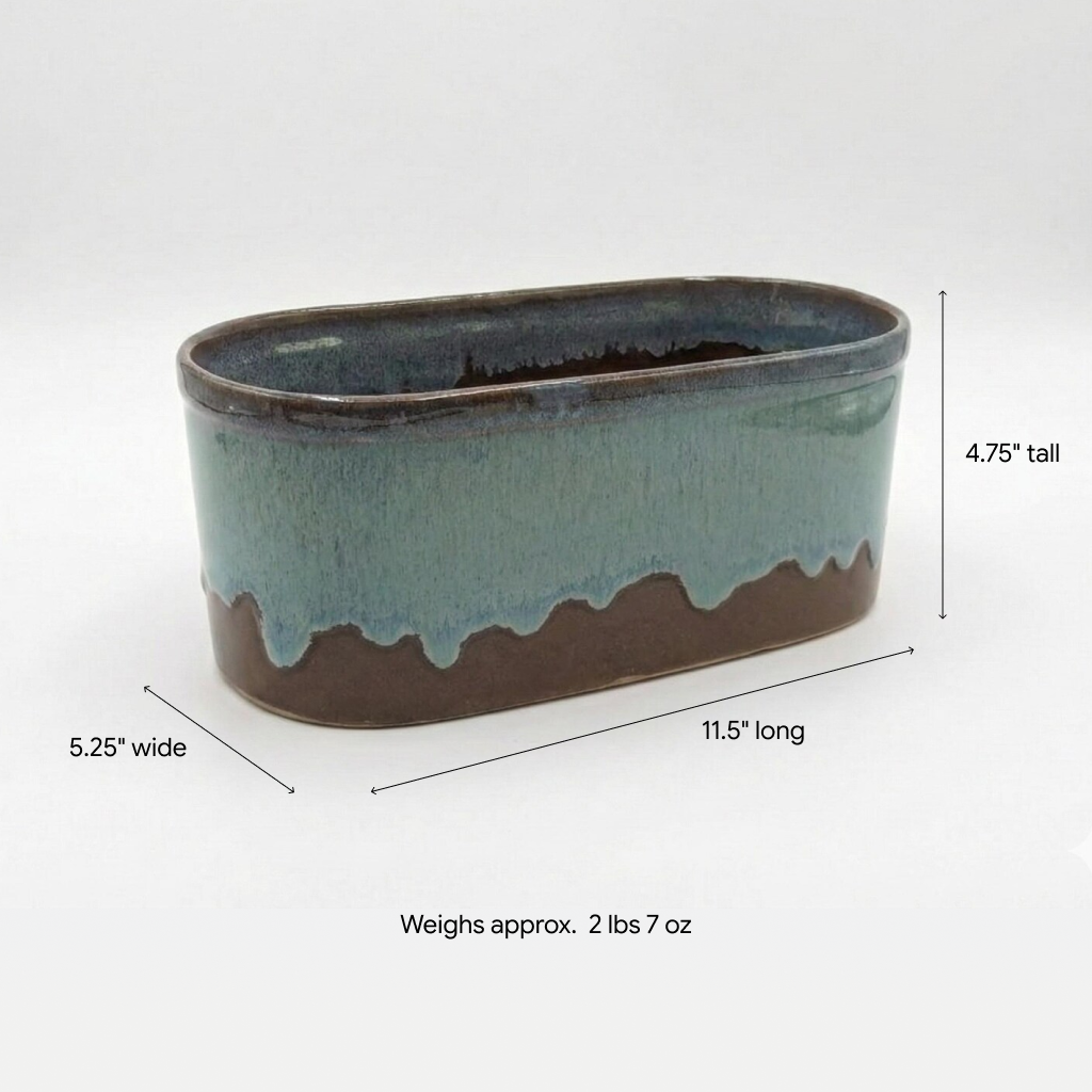 Glazed Oval Succulent Planter | Mexican Ceramic Talavera Pottery