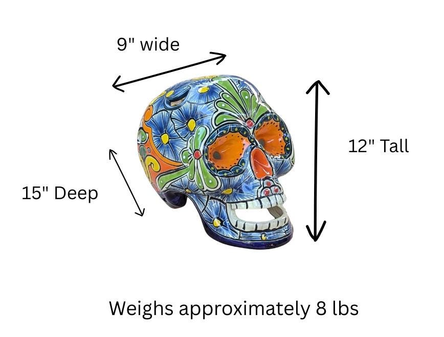 Halloween Skull | Ceramic Talavera Decor | Hand painted Mexican Pottery