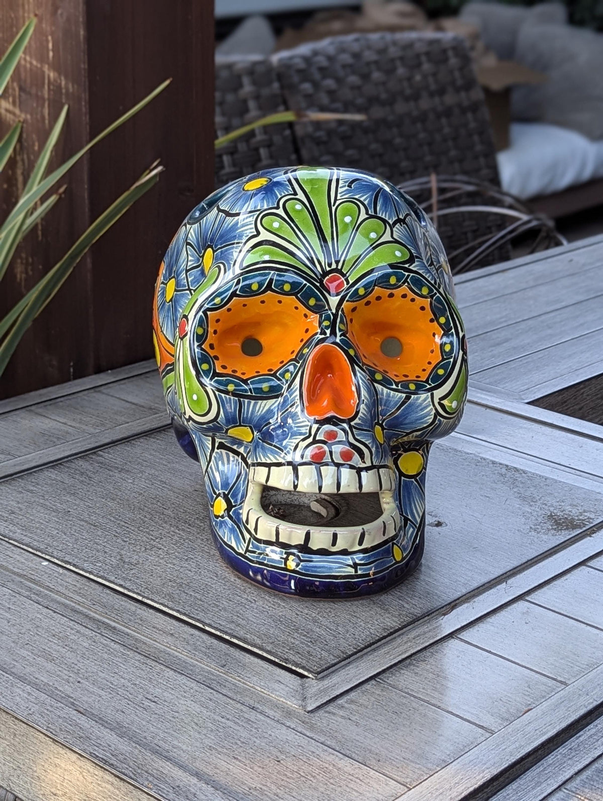 Halloween Skull | Ceramic Talavera Decor | Hand painted Mexican Pottery