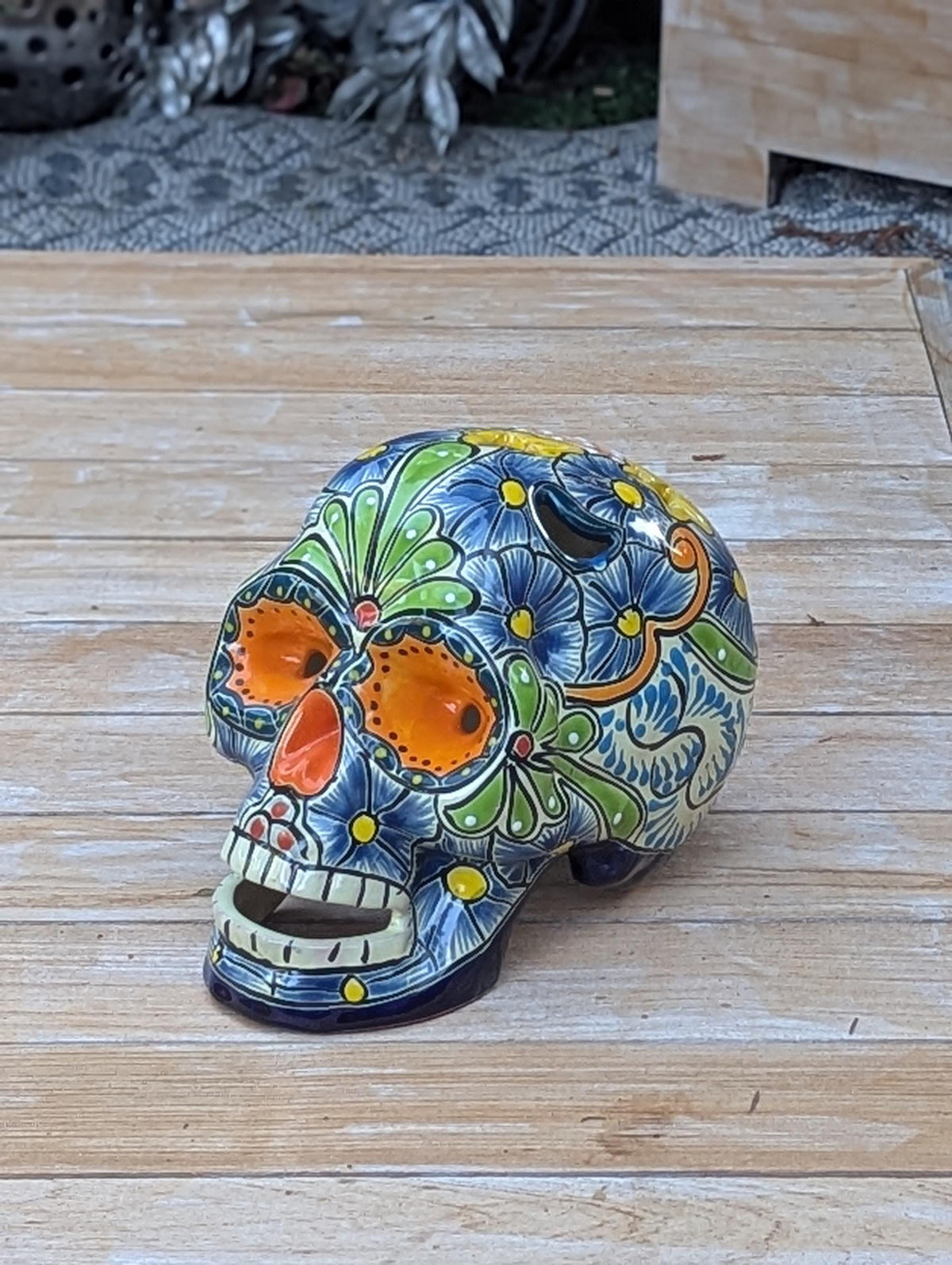 Halloween Skull | Ceramic Talavera Decor | Hand painted Mexican Pottery