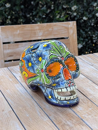 Halloween Skull | Ceramic Talavera Decor | Hand painted Mexican Pottery