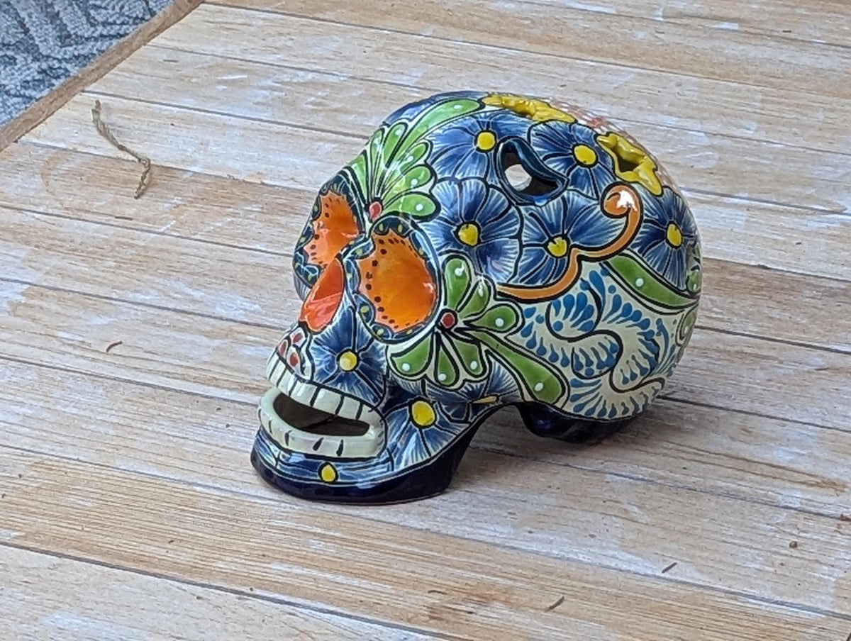 Halloween Skull | Ceramic Talavera Decor | Hand painted Mexican Pottery