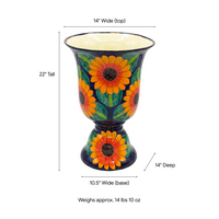 Hand-Painted Sunflower Talavera Planter | 22" Tall Mexican Ceramic Pot