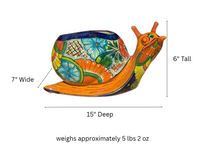 Hand-Painted Talavera Snail Planter | Mexican Pottery Flower Pot  | Ceramic Garden Decor