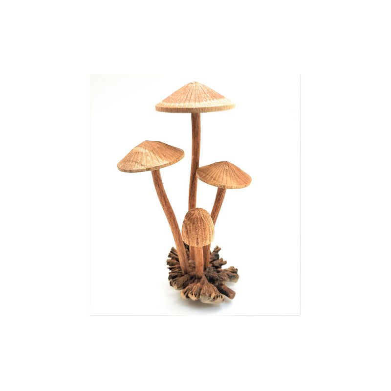 Hand Carved Large Wooden Mushroom, Garden Sculpture Outdoor Decor