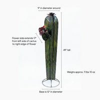 Hand Painted Metal Cactus Garden Decor | Mexican Yard Art