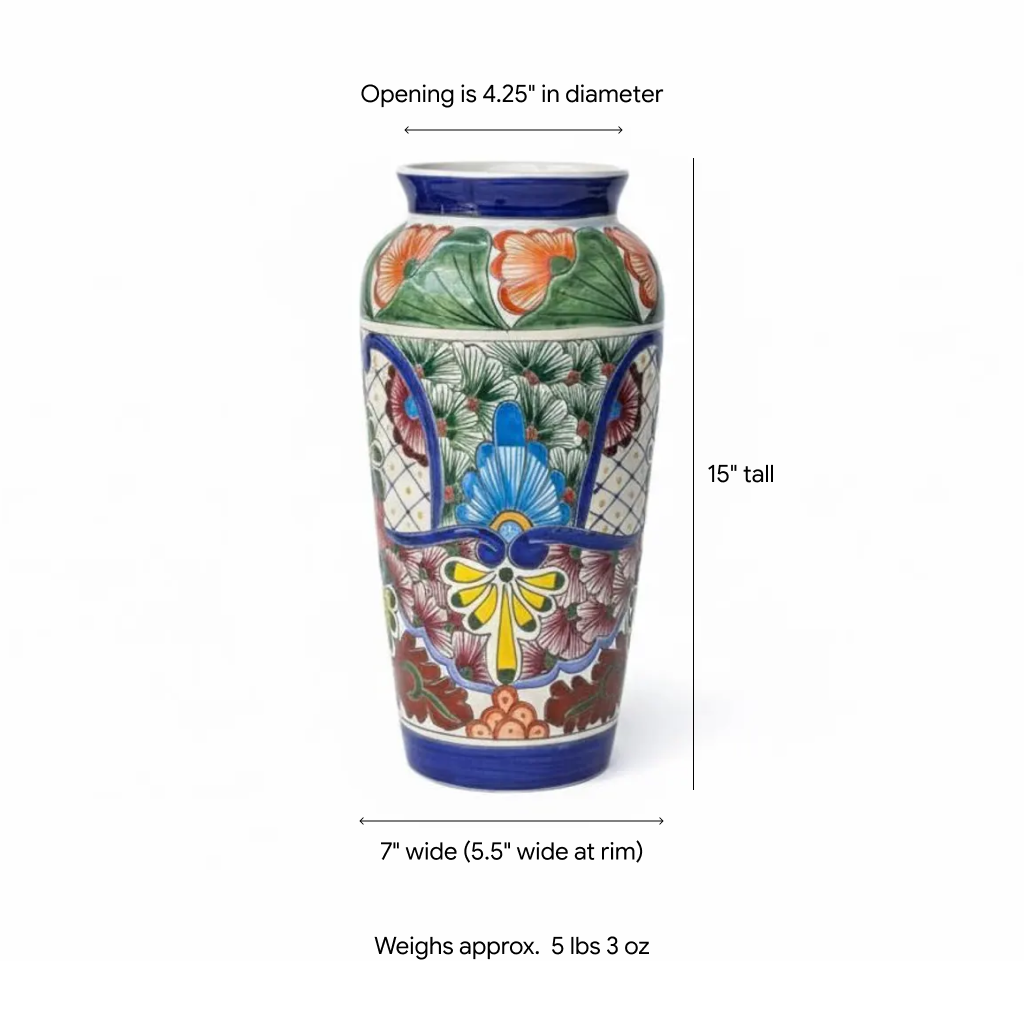 Handmade Talavera Vase | Mexican Pottery, Floral Home Decor