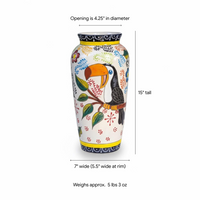 Handmade Toucan Talavera Vase | Mexican Pottery Decor