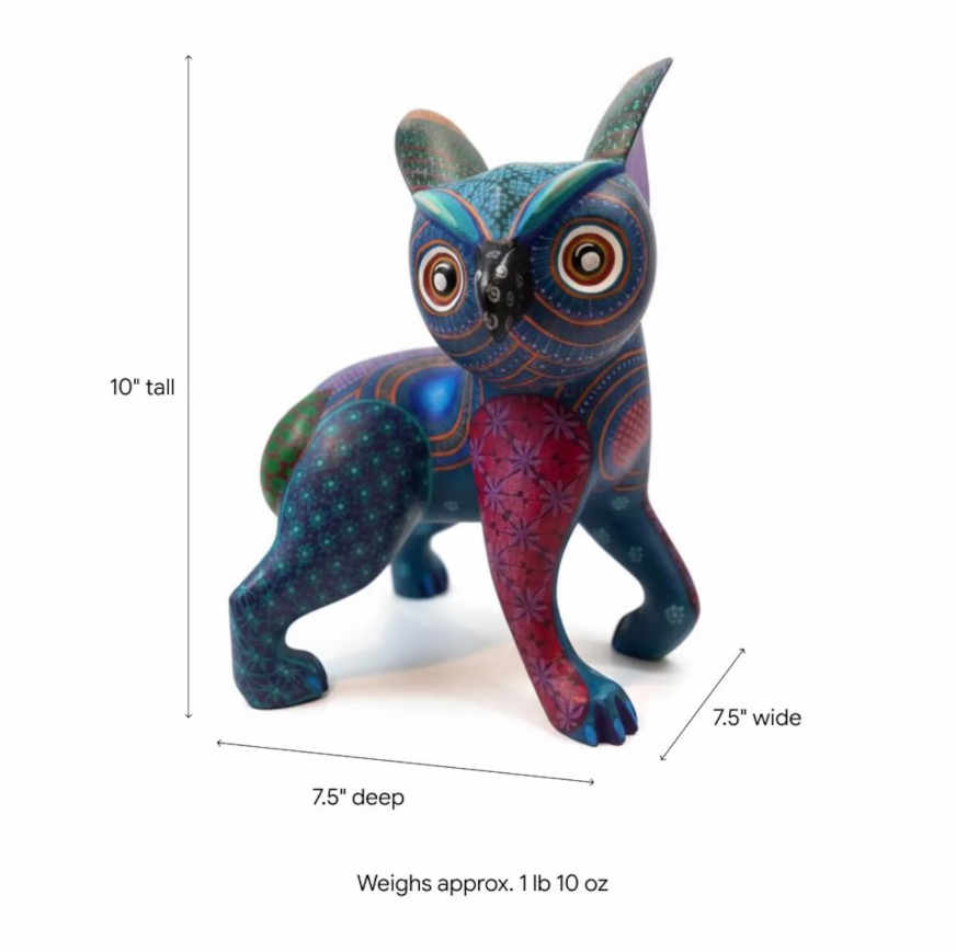Fusion Owl Alebrije Figurine, Handmade Home Decor, Folk Art from Oaxaca Mexico, Original Wood Sculpture, Unique Fusion Statue Gift