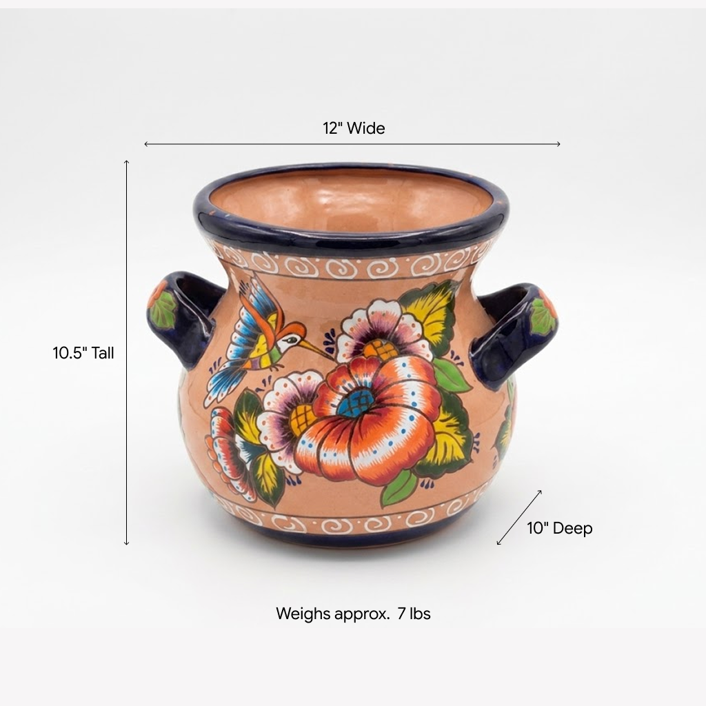 Hummingbird Flower Pot | Terra Cotta Planter  | 10.5" Tall Handmade Mexican Pottery