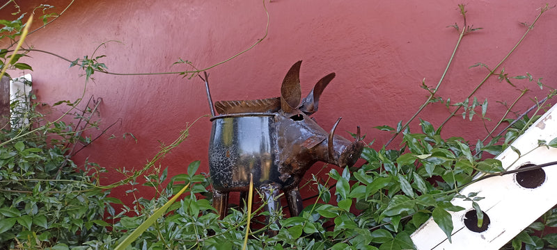 Warthog Planters from Zimbabwe, Made of Recycled African Cooking Pots, Housewarming Gift for Her