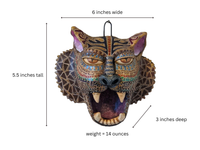 Jaguar Wall Art Home Decor, Mexican Animal Folk Art Figurine, Clay Pottery by Jose Juan Aguilar of Oaxaca, Mexico