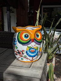 Large Owl Planter | 14" Talavera Ceramic Owl Flower Pot | Housewarming Gift