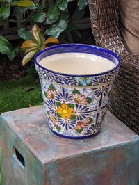 Marisela Flower Pot | 10.5" Round Ceramic Planter is Handmade Mexican Pottery for Outdoor Garden Decor, Indoor Home Decor, or Centerpiece