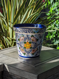 Marisela Flower Pot | 10.5" Round Ceramic Planter is Handmade Mexican Pottery for Outdoor Garden Decor, Indoor Home Decor, or Centerpiece
