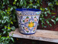 Marisela Flower Pot | 10.5" Round Ceramic Planter is Handmade Mexican Pottery for Outdoor Garden Decor, Indoor Home Decor, or Centerpiece