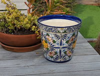 Marisela Flower Pot | 10.5" Round Ceramic Planter is Handmade Mexican Pottery for Outdoor Garden Decor, Indoor Home Decor, or Centerpiece