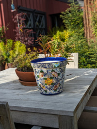 Marisela Flower Pot | 10.5" Round Ceramic Planter is Handmade Mexican Pottery for Outdoor Garden Decor, Indoor Home Decor, or Centerpiece