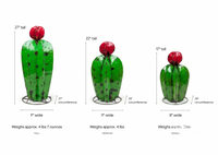 Cactus Family Garden Decor of 3 Cactus Decorations for Your Yard | Hand Painted Lifelike Metal Cactus, 17"-27" Mexican Yard Art