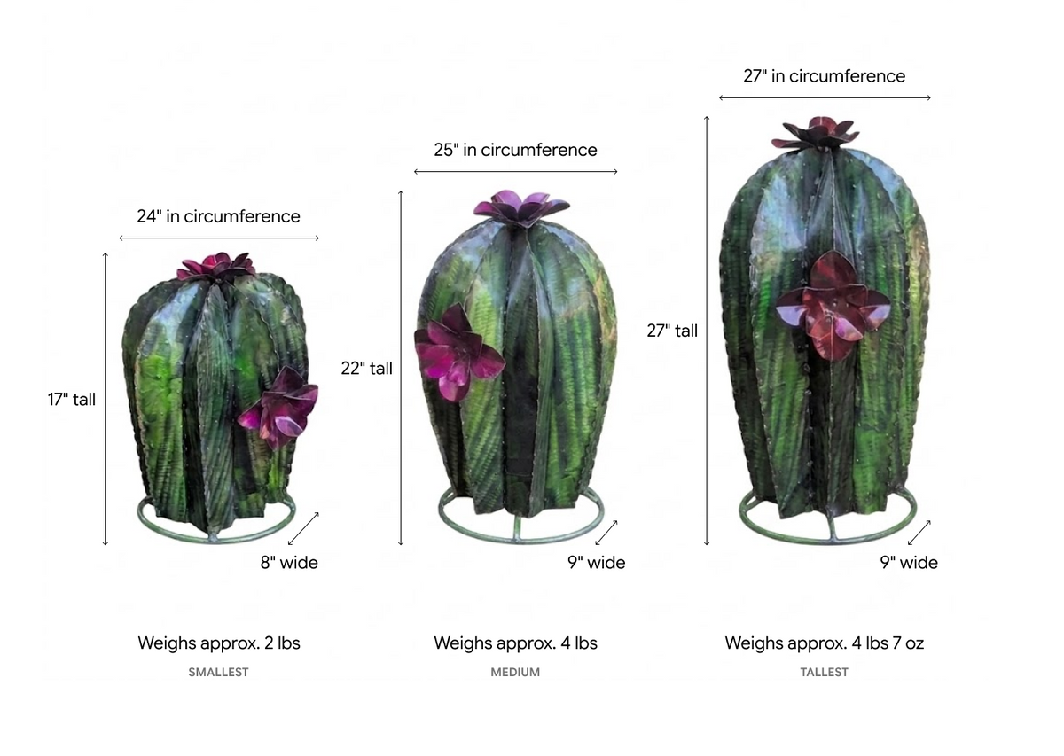Metal Cactus Garden Decor | Set of 3 Mexican Yard Art