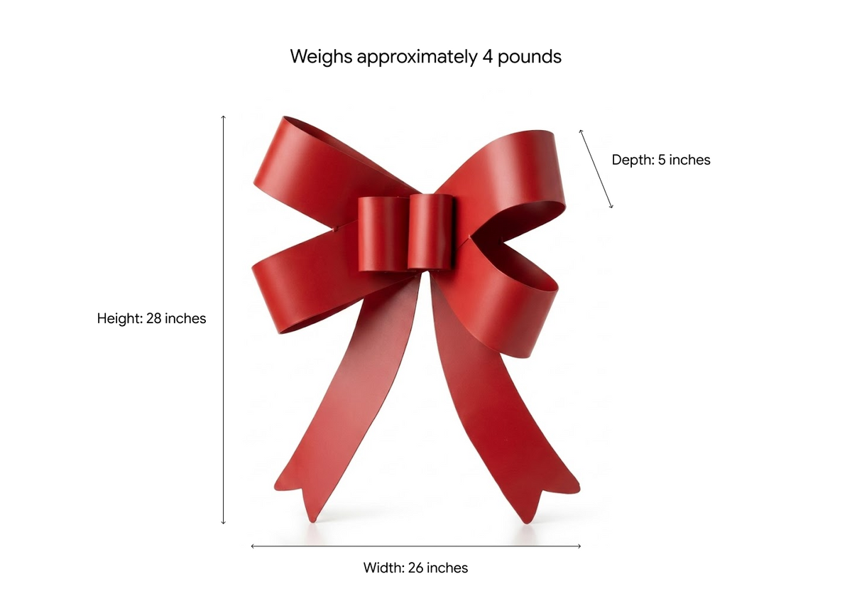 Metal Ribbon Home Decor & Christmas Yard Decoration | Seasonal Holiday Decor, Rustic Christmas Yard Art, Large Bow