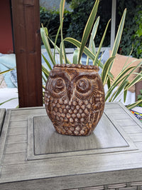 Mexican Owl Planter Pot for Indoor Home Decor or Outdoor Garden Decorations, Medium Owl, Brown