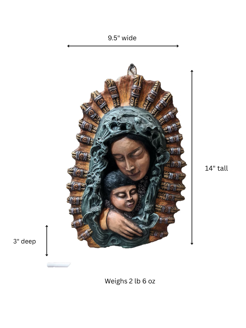 Mother and Child Wall Art Decor, Handmade, Hand Painted Living Room Wall Art, Hanging Ceramic Wall Art, Christian, Decorative, Madonna Art