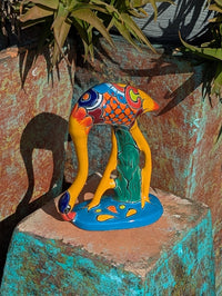 Orange Flamingo is Mexican Talavera Pottery, Home and Garden Decor from luv2brd.com