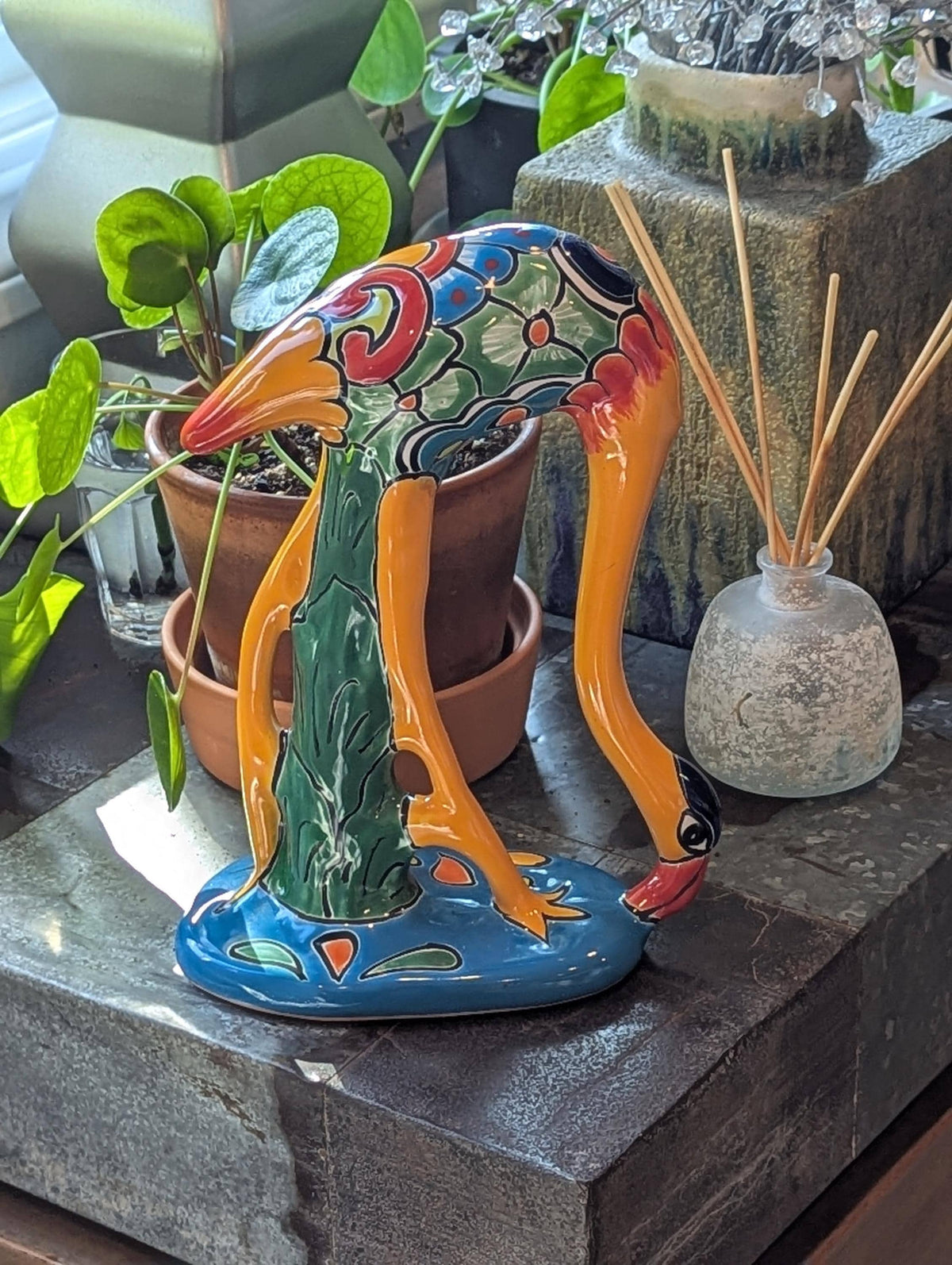 Orange Flamingo is Mexican Talavera Pottery, Home and Garden Decor from luv2brd.com