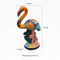 Talavera Flamingo Garden Decor | Ceramic Mexican Art Handmade Pottery | Orange Housewarming Gift