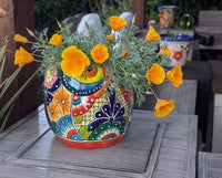 Outdoor Owl Planter | 11.5" Tall Talavera Ceramic Flower Pot | Handmade Mexican Pottery Gift