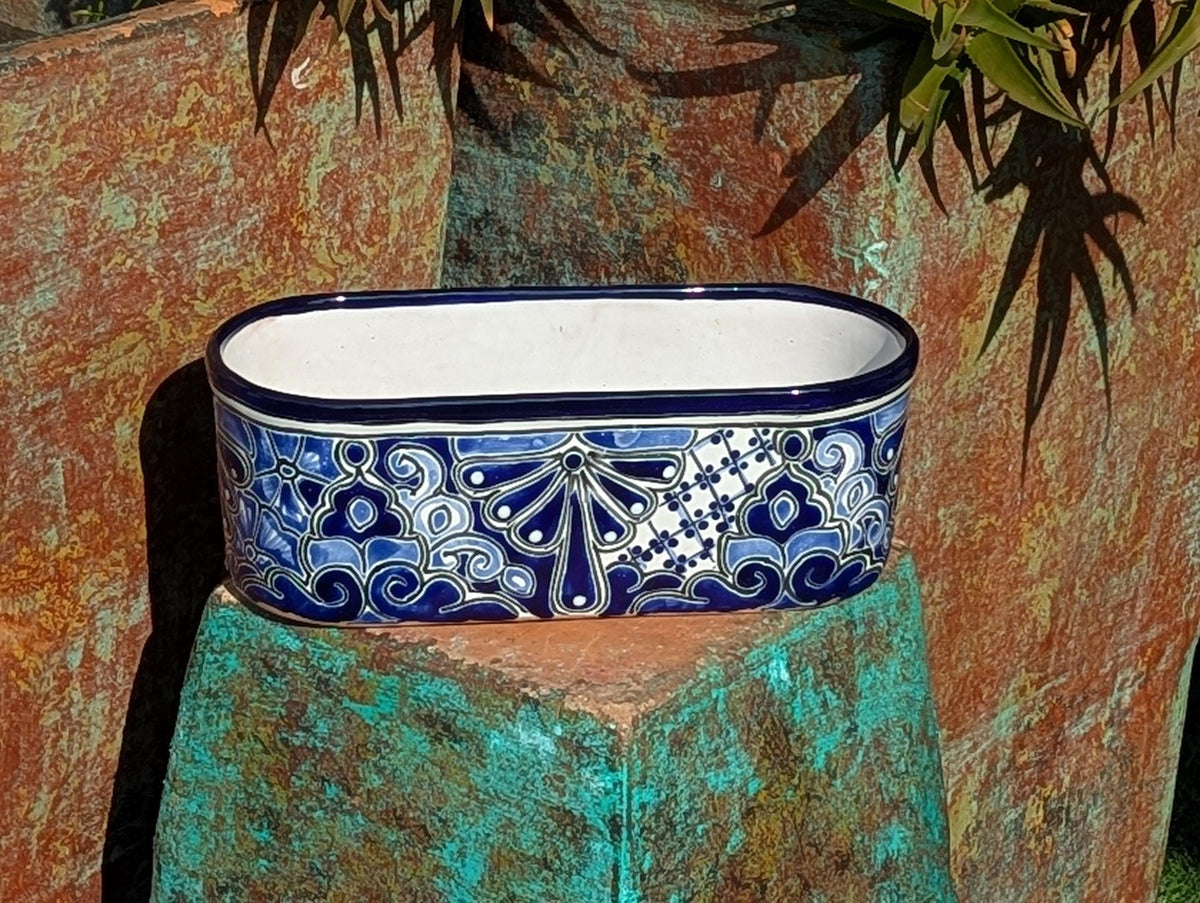 Oval Planter Talavera Pottery, Indoor or Outdoor Flower Pot, Ceramic Housewarming Gift