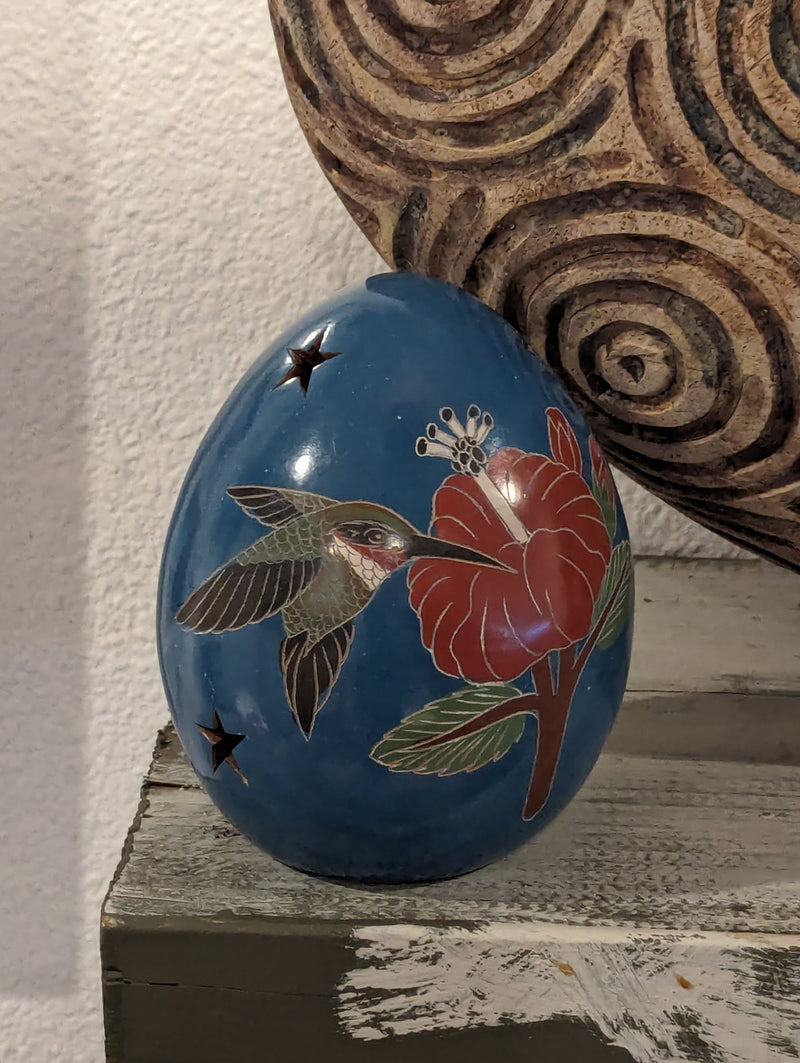 Ruby-throated Hummingbird Luminary Ceramic Home & Shelf Decor from Nicaragua, Housewarming Gift