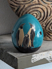 Emperor Penguin Family Luminary Home Decor  from Nicaragua, Ceramic Housewarming Gift for Her