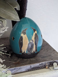 Emperor Penguin Family Luminary Home Decor  from Nicaragua, Ceramic Housewarming Gift for Her