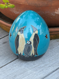 Emperor Penguin Family Luminary Home Decor  from Nicaragua, Ceramic Housewarming Gift for Her