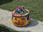 Pumpkin Halloween Decor, Indoor Halloween Party Decor or Outdoor Fall Decor, Handmade Mexican Talavera Pottery Home Decoration