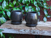 Naturally Smoked Mini Round Terra Cotta Planter Pot for Succulents, Small Plants