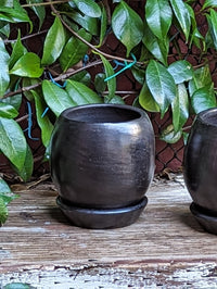 Naturally Smoked Mini Round Terra Cotta Planter Pot for Succulents, Small Plants