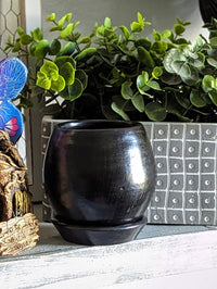 Naturally Smoked Mini Round Terra Cotta Planter Pot for Succulents, Small Plants