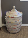 Laundry Hamper Basket, Handmade in Senegal, Vanilla Sugar Swirl, Home Decor | Housewarming Gift