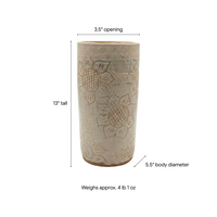 Planter with Etched Floral Designs, Handmade Mexican Pottery