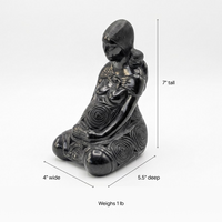 Pregnant Mom with Baby Figurine Home Decor in Barro Negro | Handmade Black Clay Mexican Pottery from San Bartolo near Oaxaca, Mexico