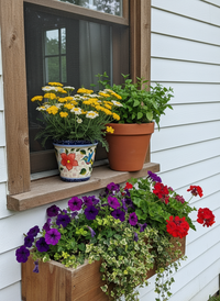 Hummingbird Flower Pot is a Round Ceramic Planter Handmade in Mexico for Outdoor Garden Decor, or Indoor Home Decor, 4 sizes