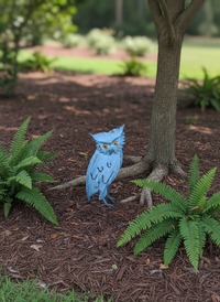 Owl Home Decor, Metal Owl Statue, Owl Decoration for Garden, Metal Owl Yard Art, Metal Owl Sculpture, Owl Figurine Home Decor, Blue Owl