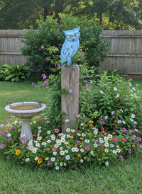 Owl Home Decor, Metal Owl Statue, Owl Decoration for Garden, Metal Owl Yard Art, Metal Owl Sculpture, Owl Figurine Home Decor, Blue Owl